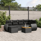 7-delige Loungeset met kussens poly rattan zwart Zwart