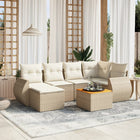 7-delige Loungeset met kussens poly rattan beige beige and cream