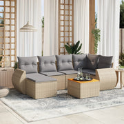 Loungeset 7-delig poly rattan beige