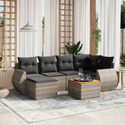 Loungeset 7-delig poly rattan grijs