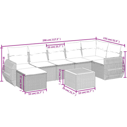 8-Delige Loungeset Met Kussens Poly Rattan Zwart