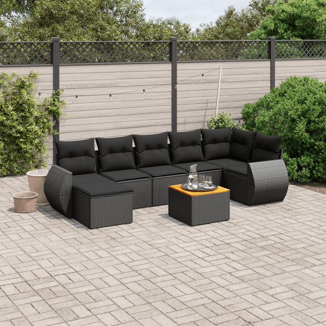 8-Delige Loungeset Met Kussens Poly Rattan Zwart