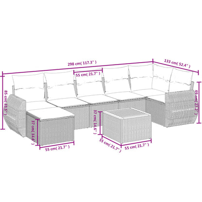 8-Delige Loungeset Met Kussens Poly Rattan Grijs