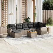 Loungeset poly rattan grijs 8-delig