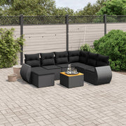 Loungeset 8-delig poly rattan zwart