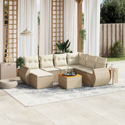 Loungeset 8-delig poly rattan beige met opbergfunctie