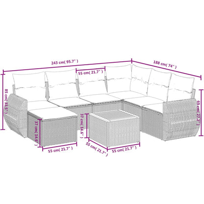 8-Delige Loungeset Met Kussens Poly Rattan Beige