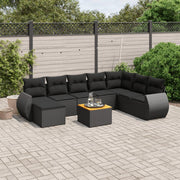 Loungeset 9-delig poly rattan zwart