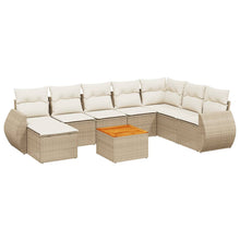 9-delige Loungeset met kussens poly rattan beige beige and cream