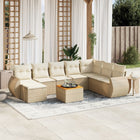 9-delige Loungeset met kussens poly rattan beige beige and cream