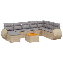 9-delige Loungeset met kussens poly rattan beige Beige en grijs