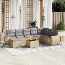 9-delige Loungeset met kussens poly rattan beige Beige en grijs