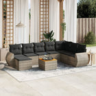 9-delige Loungeset met kussens poly rattan grijs Grijs