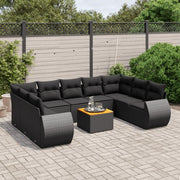 Loungeset poly rattan 10-delig zwart