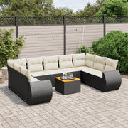 Loungeset 10-delig poly rattan zwart