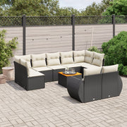 Loungeset 10-delig poly rattan zwart