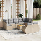 10-Delige Loungeset Met Kussens Poly Rattan Beige