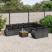 Loungeset 10-delig poly rattan zwart