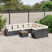 Loungeset 10-delig poly rattan zwart