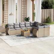 Loungeset 10-delig poly rattan beige