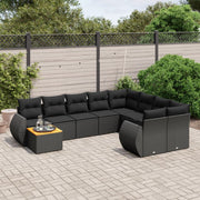 Loungeset 10-delig poly rattan zwart