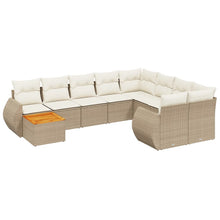 10-Delige Loungeset Met Kussens Poly Rattan Beige