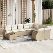 Loungeset 10-delig poly rattan beige