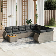 Loungeset 10-delig poly rattan grijs