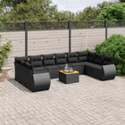 11-piece Loungeset with cushions poly rattan black