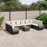 Loungeset 11-delig poly rattan zwart