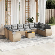 Tuinset 11-delig poly rattan beige
