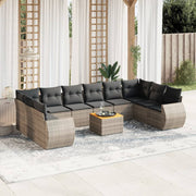 Loungeset 11-delig poly rattan grijs