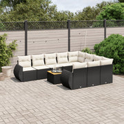 Loungeset 11-delig poly rattan zwart