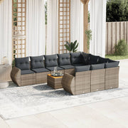 Loungeset 11-delig poly rattan grijs