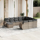 11-piece Lounge Set with cushions poly rattan grey