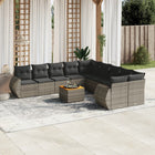 11-piece Lounge Set with cushions poly rattan grey