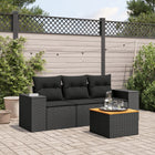 4-Delige Loungeset Met Kussens Poly Rattan Zwart