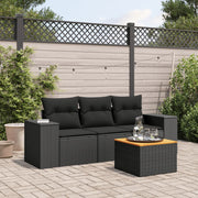 Loungeset 4-delig poly rattan zwart