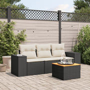 Loungeset 4-delig poly rattan zwart