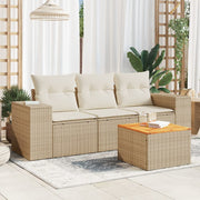 Loungeset 4-delig poly rattan beige
