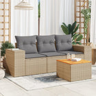 4-Delige Loungeset Met Kussens Poly Rattan Beige