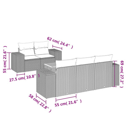 6-Delige Loungeset Met Kussens Poly Rattan Zwart