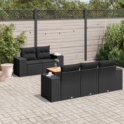 Loungeset 6-delig poly rattan zwart