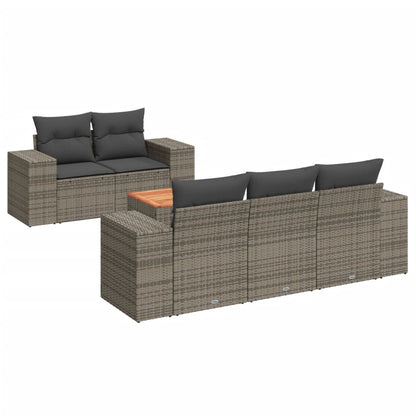 6-Delige Loungeset Met Kussens Poly Rattan Grijs