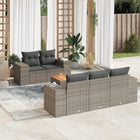 Loungeset 6-delig poly rattan grijs