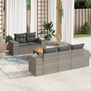 Loungeset 6-delig poly rattan grijs