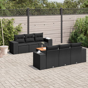 Loungeset 7-delig poly rattan zwart met opbergruimte