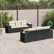 Loungeset 7-delig poly rattan zwart