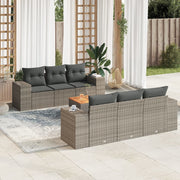 Loungeset 7-delig poly rattan grijs