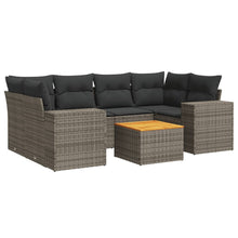 7-delige Loungeset met kussens poly rattan grijs Grijs